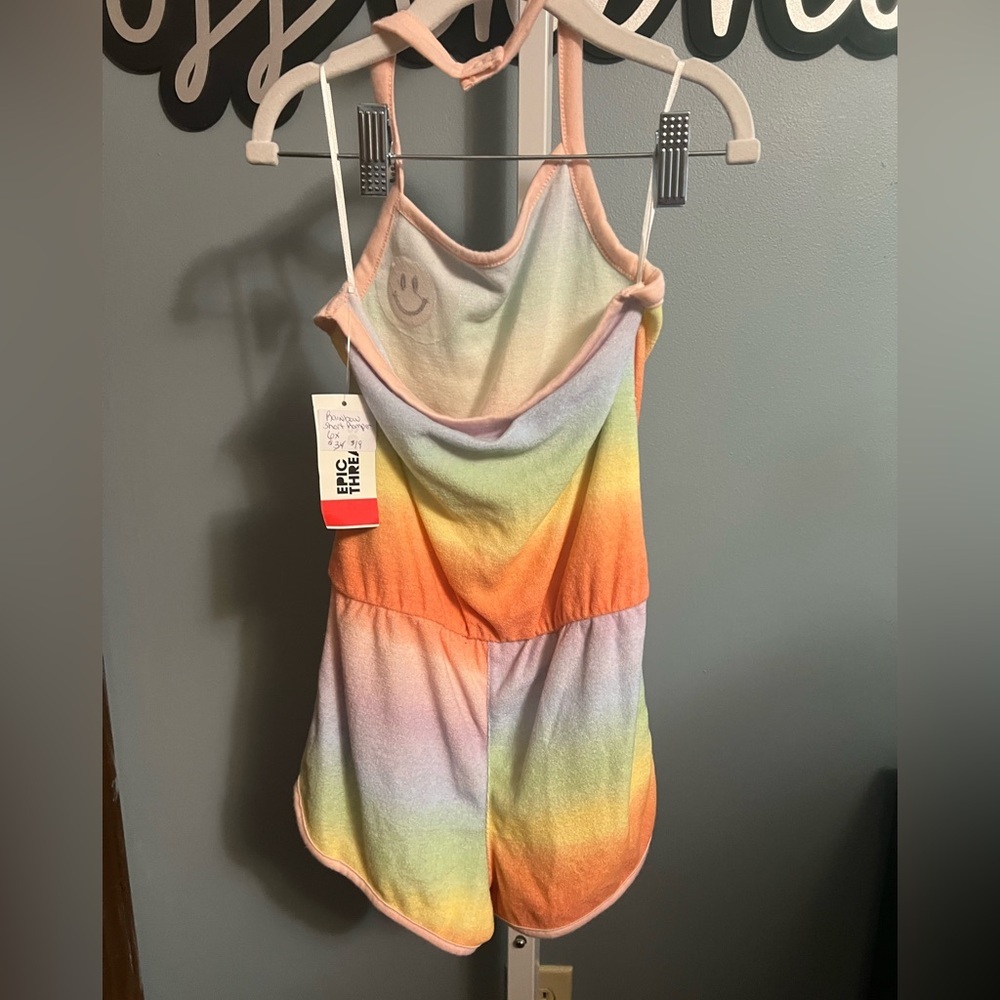 Epic Threads Rainbow Smiley Face Ombre Short Terry Cloth Romper NWT 6X - Picture 5 of 5